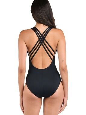 LA BLANCA Island Goddess Plunge Sculpting One Piece Swim US 6